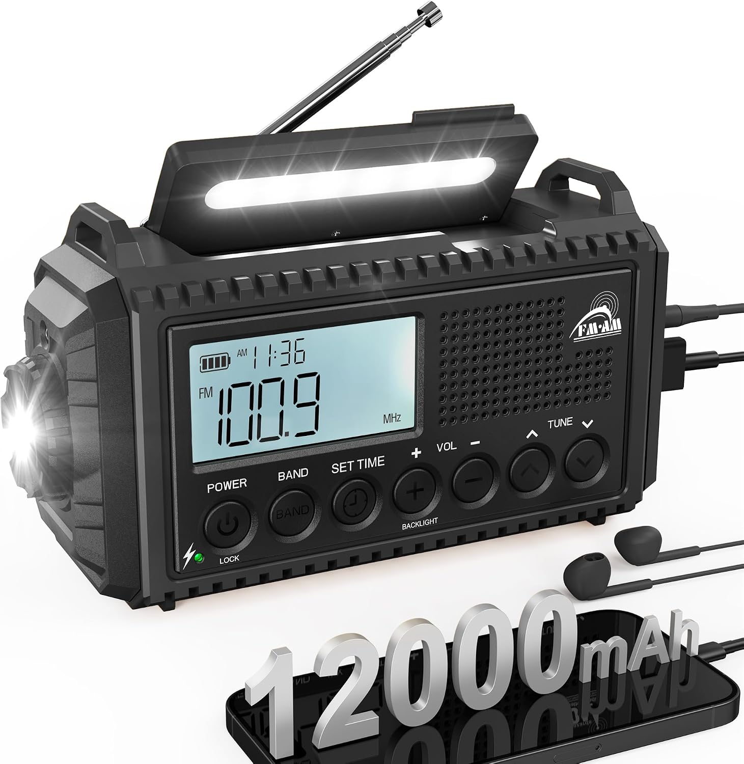 Wind Up Radio with 12000mAh Power Bank: image 1