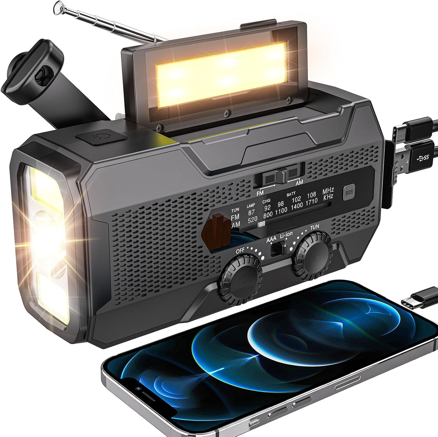 Wind Up Solar Radio 10000mAh: image 1
