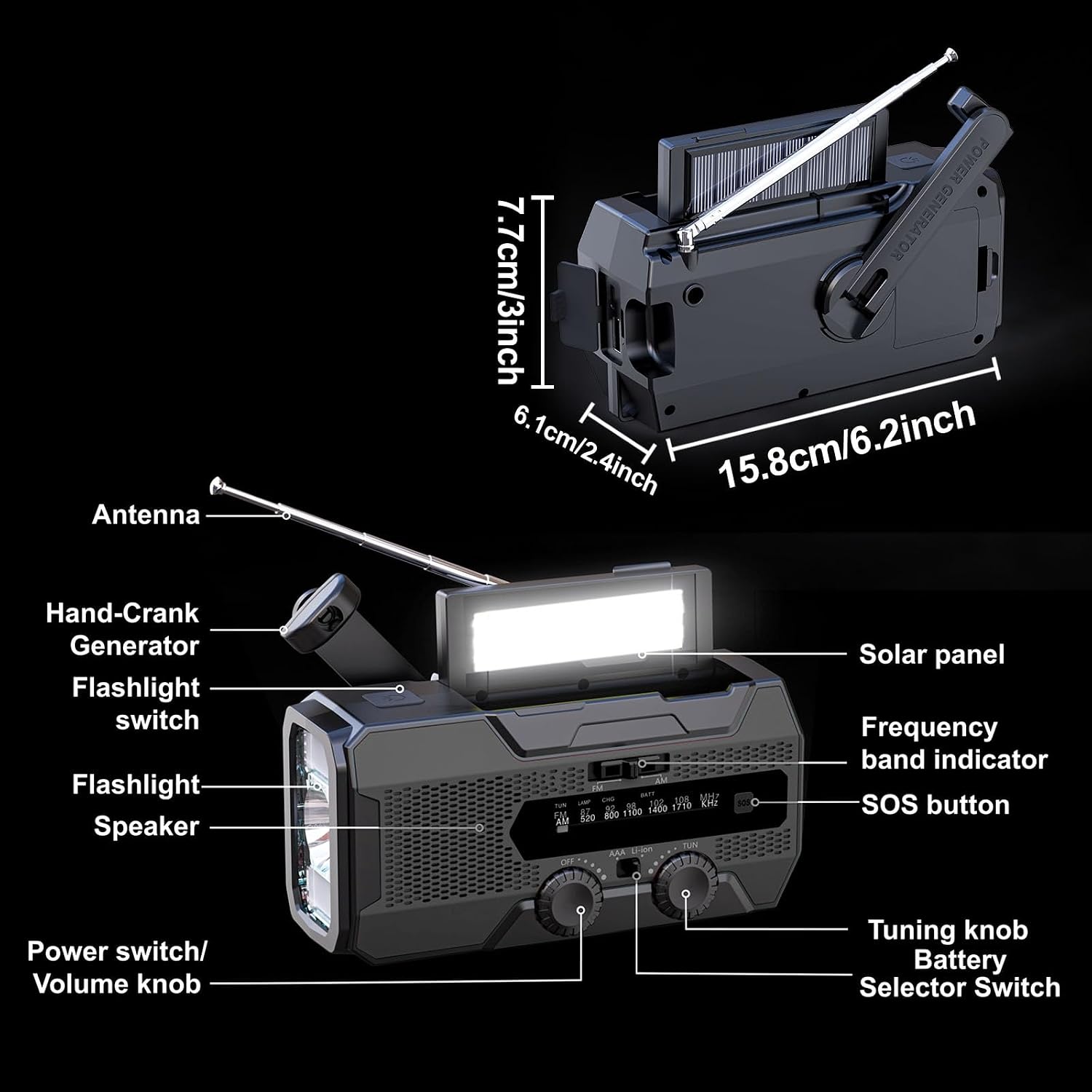 Wind Up Solar Radio 10000mAh: image 7