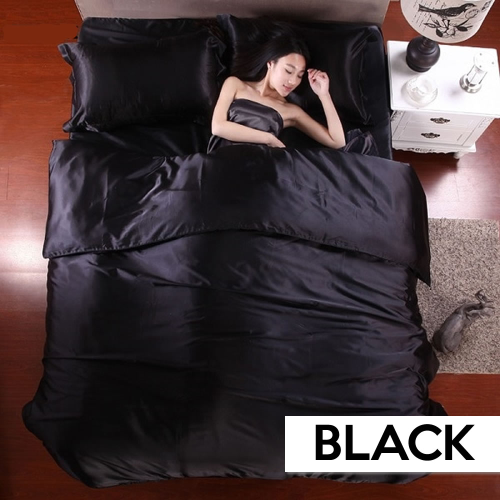 Silk Sheets - Black / UK King 4 Piece Set: image 3