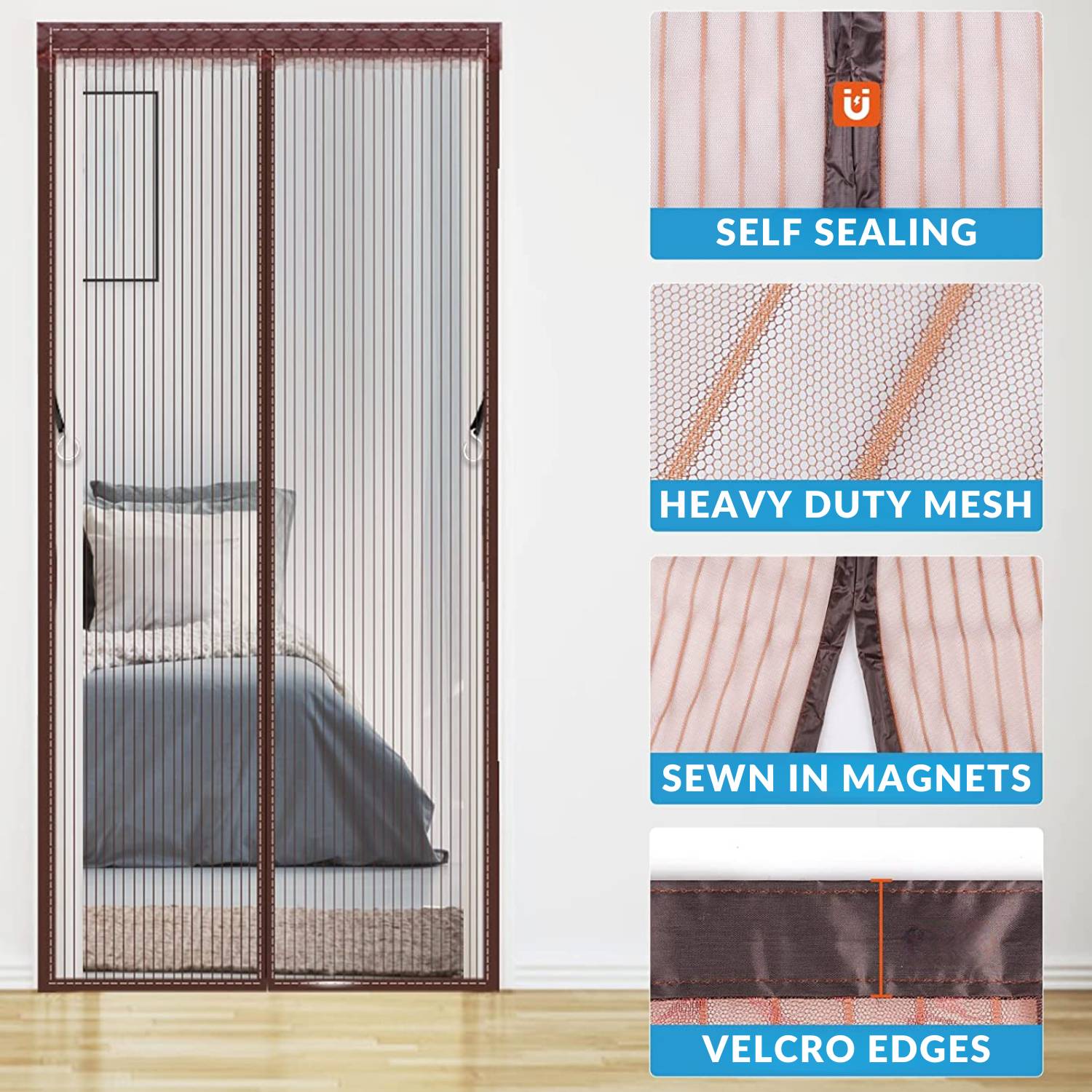 Brown Door Screen - 60cm (W) x 210cm (H): image 2