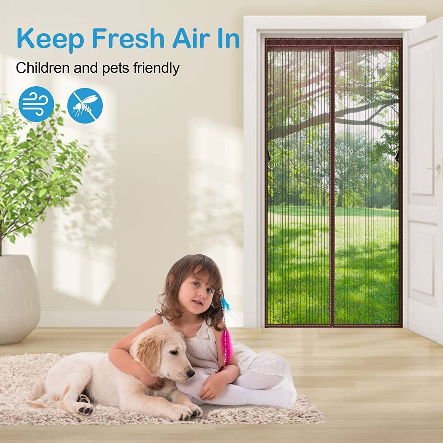 Brown Door Screen - 60cm (W) x 210cm (H): image 3