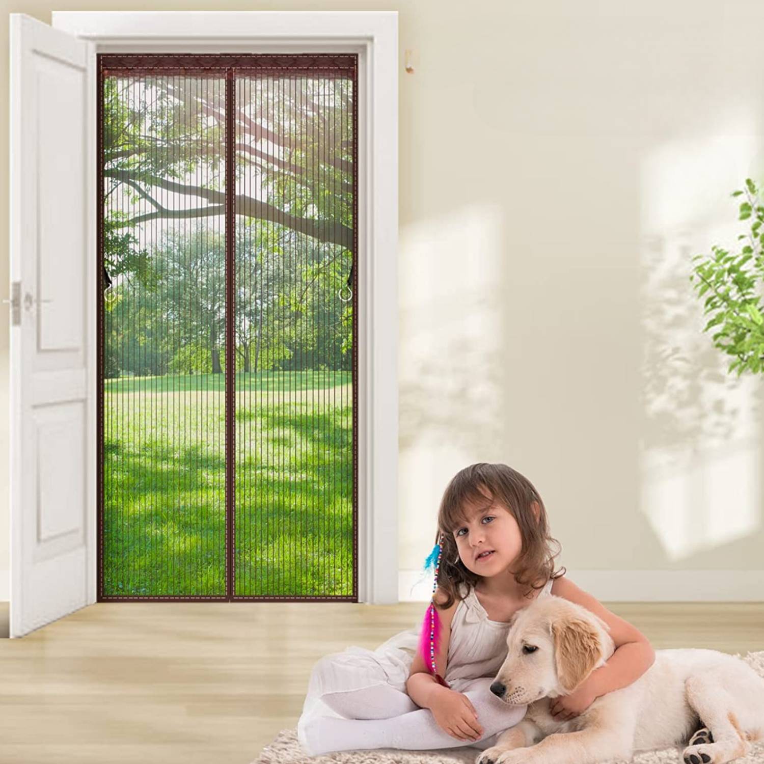 Brown Door Screen - 60cm (W) x 210cm (H): image 1